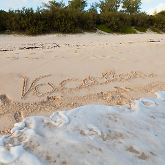 Image showing Tropical Vacation Sand Message