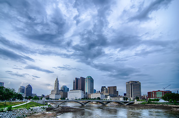 Image showing Columbus, Ohio skyline reflected in the Scioto River. Columbus i