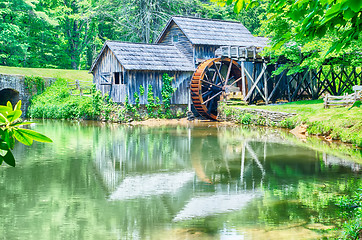 Image showing Historic Edwin B. Mabry Grist Mill (Mabry Mill) in rural Virgini