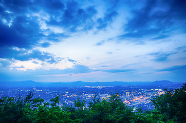 Image showing Roanoke City as seen from Mill Mountain Star at dusk in Virginia
