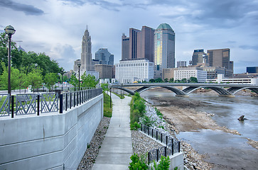 Image showing Columbus, Ohio skyline reflected in the Scioto River. Columbus i