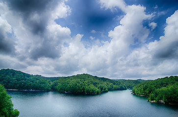 Image showing clouds and blue sky over summersville lake west virginia