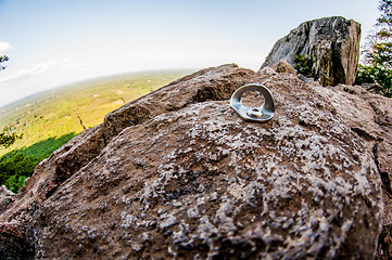 Image showing beautiful aerial landscape views from crowders mountain near gas