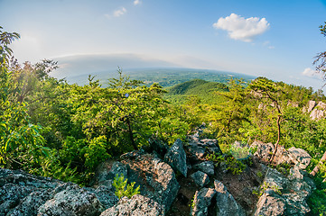 Image showing beautiful aerial landscape views from crowders mountain near gas