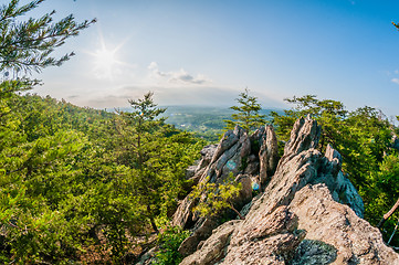 Image showing beautiful aerial landscape views from crowders mountain near gas