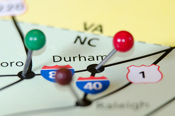 Image showing durham north carolina pin othe map