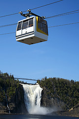 Image showing Cable car going to the waterfall