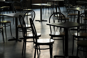 Image showing Tables and chairs in a cafeteria