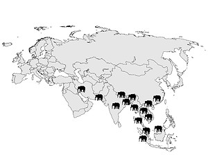 Image showing Asian elephant range