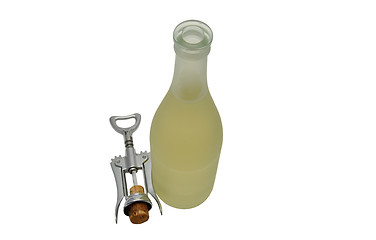 Image showing White wine and corkscrew