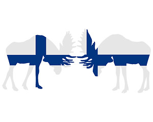 Image showing Rutting moose in finnish flags