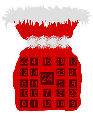 Image showing Red St Nicholas bag with Advent calendar