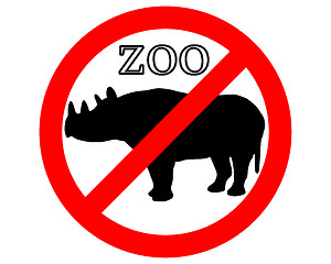 Image showing Rhinoceros in zoo prohibited