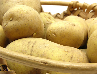 Image showing A basket with potatoes on a white background