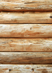 Image showing Bright wooden log wall