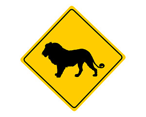 Image showing Lion warning sign