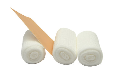 Image showing Gauze bandages and sticking plaster