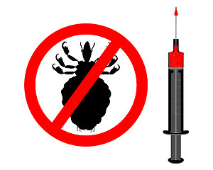 Image showing Prohibition sign for lice and inoculation on white background