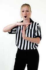 Image showing Woman referee with whistle