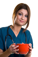 Image showing Nurse with coffee