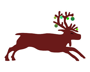 Image showing Reindeer with christmas balls in its antler