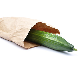 Image showing Cucumber in paper bag