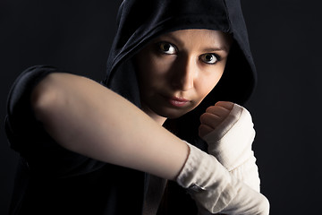 Image showing girl with a fighting stance