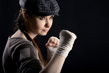 Image showing girl with a fighting stance