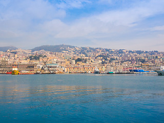 Image showing View of Genoa Italy from the sea