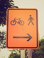 Image showing Retro look Bike lane sign