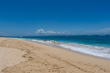 Image showing Beautiful tropical beach with lush vegetation