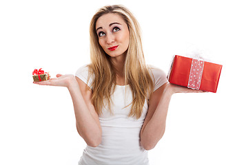 Image showing Female model carrying presents