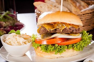 Image showing Cheeseburger with cole slaw 