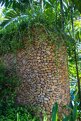 Image showing Ornate column in formal Balinese garden