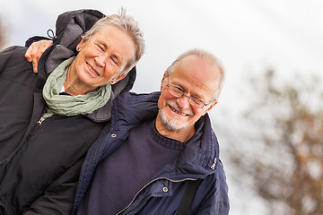 Image showing happy mature couple relaxing baltic sea dunes 