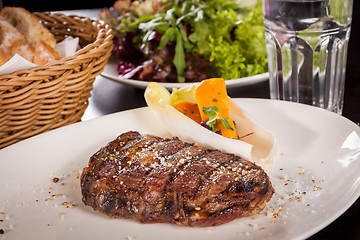 Image showing Grilled beef steak with seasoning