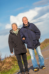 Image showing happy mature couple relaxing baltic sea dunes 