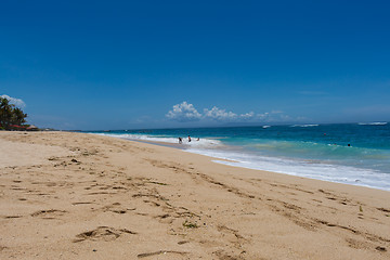 Image showing Beautiful tropical beach with lush vegetation