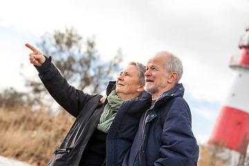 Image showing happy mature couple relaxing baltic sea dunes 