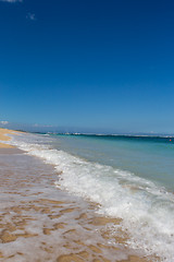 Image showing Beautiful tropical beach with lush vegetation