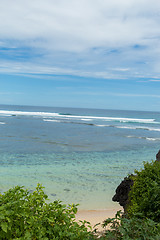 Image showing Beautiful tropical beach with lush vegetation