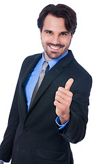 Image showing Enthusiastic businessman giving a thumbs up