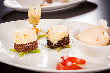 Image showing Gourmet coffee blanc mange with gooseberry