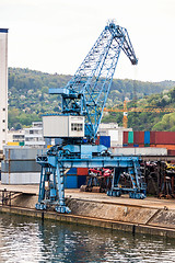 Image showing Shipyard with containers and cranes