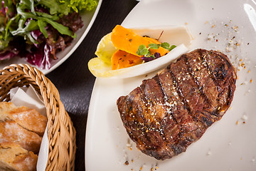 Image showing Grilled beef steak with seasoning