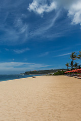 Image showing Beautiful tropical beach with lush vegetation