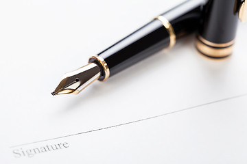 Image showing macro closeup sign document contract pen filler 