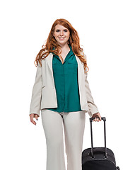 Image showing Business woman carrying luggage