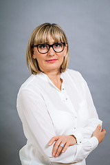 Image showing Scholarly attractive woman in glasses