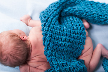 Image showing Small infant wrapped in knitted fabric